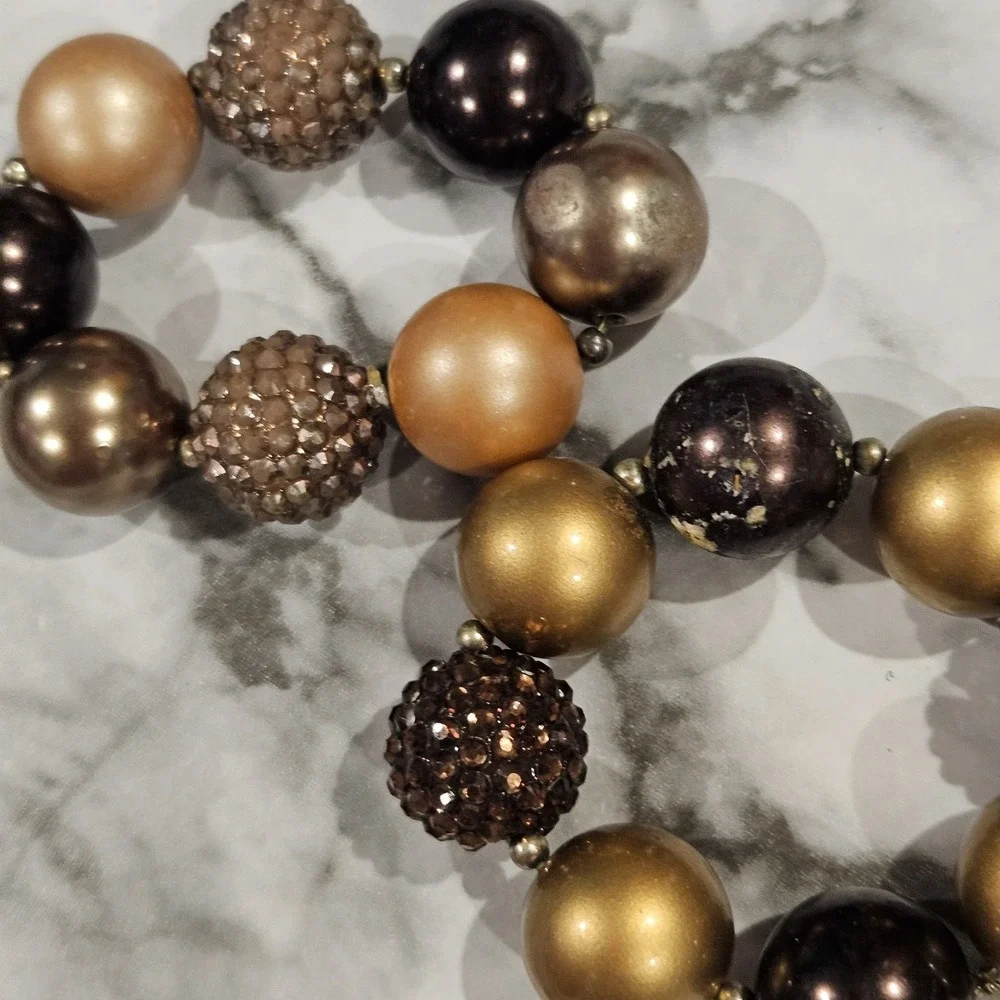 Kids Chunky Beaded‎ Bracelet Bundle | Fall Neutral Tones | Mixed Condition
